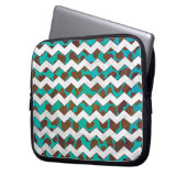 Cevron Dalmatiner Brown und Aquamarin Laptopschutzhülle (Vorderseite Links)