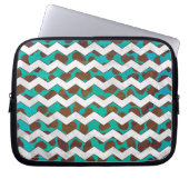 Cevron Dalmatiner Brown und Aquamarin Laptopschutzhülle (Vorderseite)