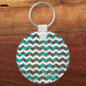 Cevron Dalmatiner Brown und Aquamarin Schlüsselanhänger (Vorderseite)