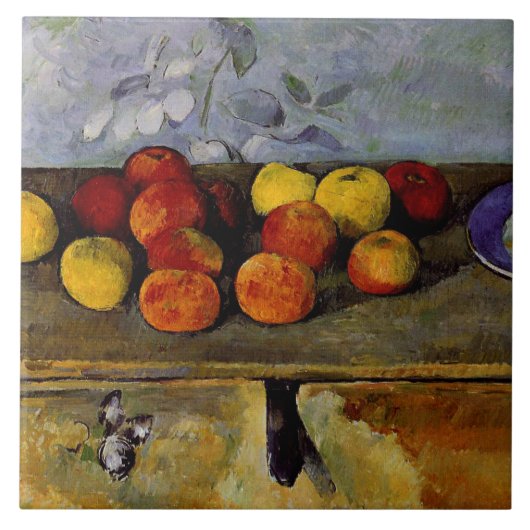 Cezanne - Äpfel und Biskuits Fliese (Vorderseite)