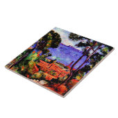 Cezanne - Aussicht durch die Bäume Fliese (Seite)