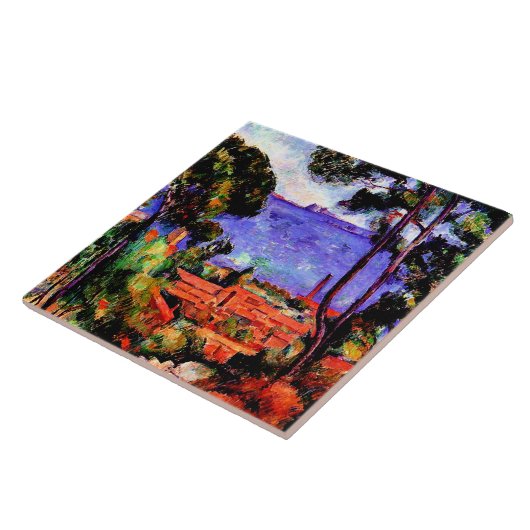 Cezanne - Aussicht durch die Bäume Fliese (Seite)