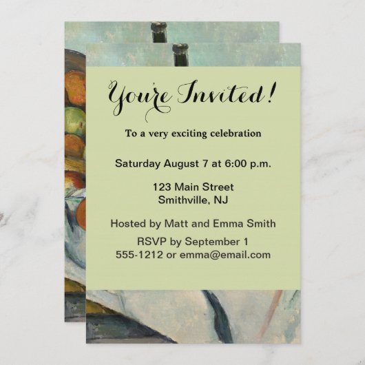 Cezanne Basket Apples Impressionismus Art Einladung (Vorne/Hinten)