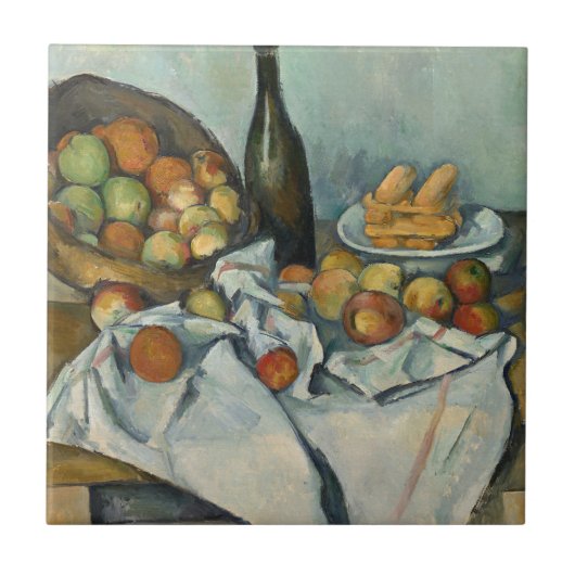 Cezanne Basket Apples Impressionismus Art Fliese (Vorderseite)
