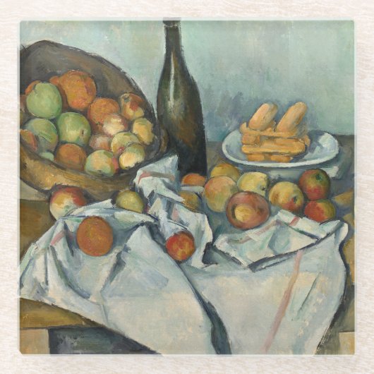 Cezanne Basket Apples Impressionismus Art Glasuntersetzer (Vorderseite)