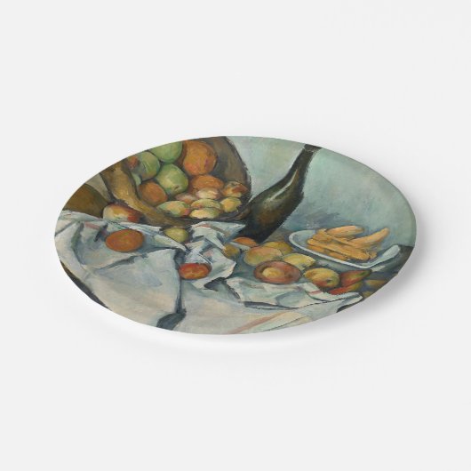 Cezanne Basket Apples Impressionismus Art Pappteller (Schrägansicht)