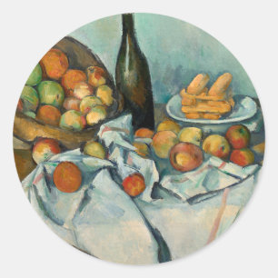 Cezanne Basket Apples Impressionismus Art Runder Aufkleber