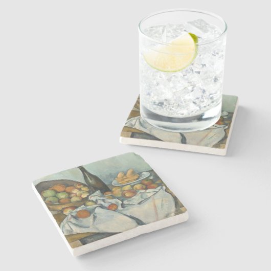 Cezanne Basket Apples Impressionismus Art Steinuntersetzer (Seitenansicht)