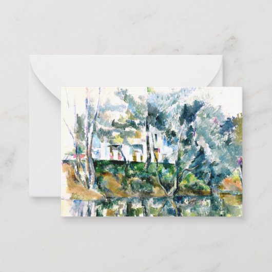 Cezanne - Bäume und Häuser durch die Eure Mitteilungskarte (Vorderseite)