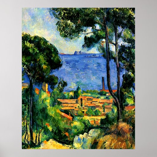Cezanne - Blick auf l'Estaque Poster (Vorne)