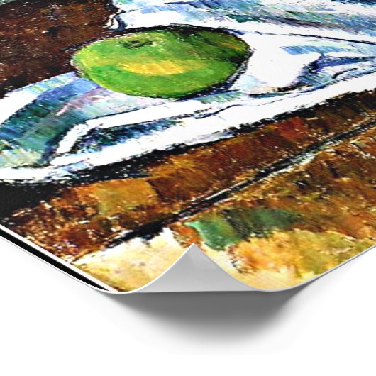 Cezanne - Compotier, Glas und Apple Poster (Ecke)