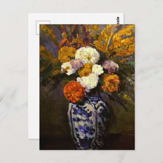 Cezanne - Dahlias, Blumenmalerei Postkarte (Vorne/Hinten)