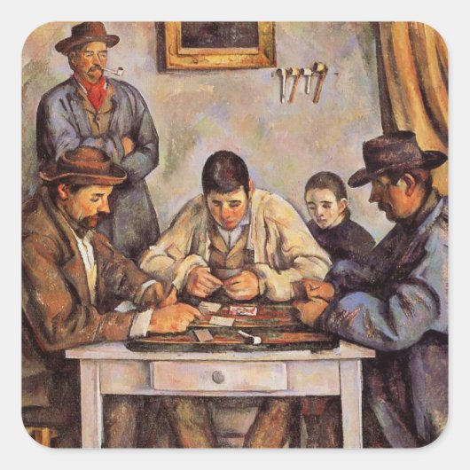 Cezanne - Die Kartenspieler, 1892 Quadratischer Aufkleber (Vorderseite)