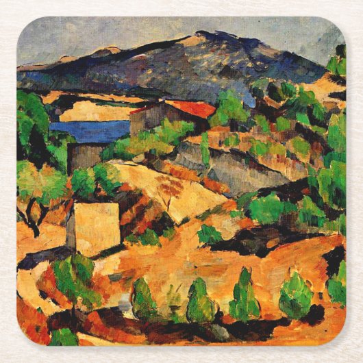 Cezanne - Gebirge aus l'Estaque Rechteckiger Pappuntersetzer (Vorderseite)