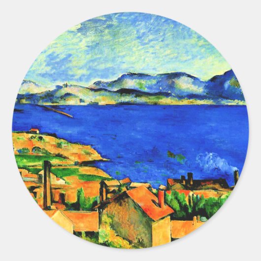 Cezanne - Gulf of Marseille, popular artwork, Runder Aufkleber (Vorderseite)