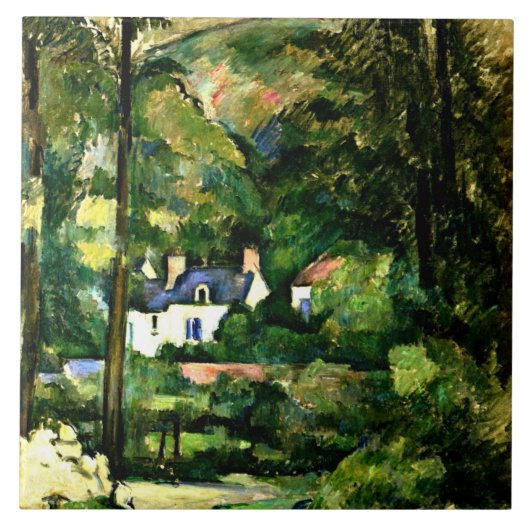 Cezanne - Häuser im Grünen, 1881, Fliese (Vorderseite)