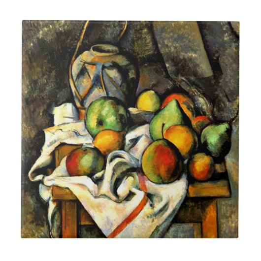 Cezanne - Ingwer-Gefäß und Früchte Fliese (Vorderseite)