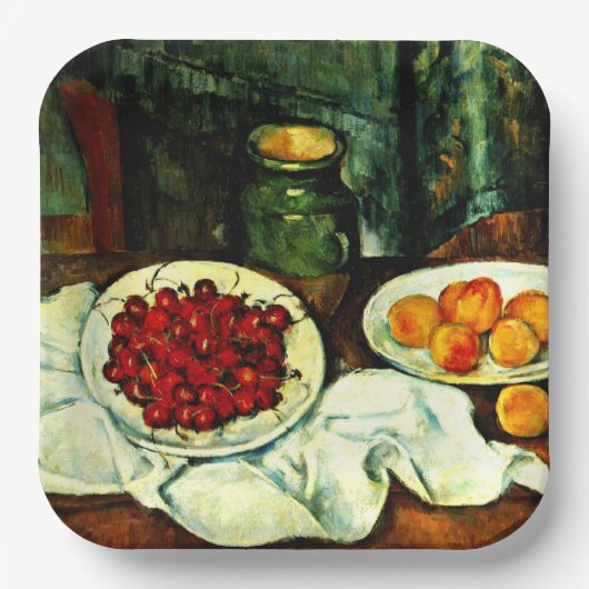 Cezanne - Kirschen, schöne Kunst, Pappteller (Vorderseite)