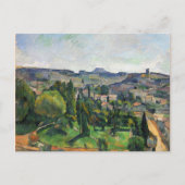 Cezanne - Landschaft mit Straße und Glockenturm Postkarte (Vorderseite)