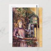 Cezanne - Mädchen mit Geburtskäfig Postkarte (Vorne/Hinten)