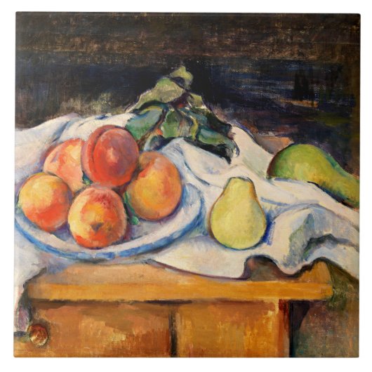 Cezanne - Obst am Tisch Fliese (Vorderseite)
