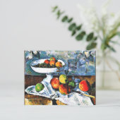 Cezanne - Obstschale, Glas, Äpfel, Postkarte (Stehend Vorderseite)