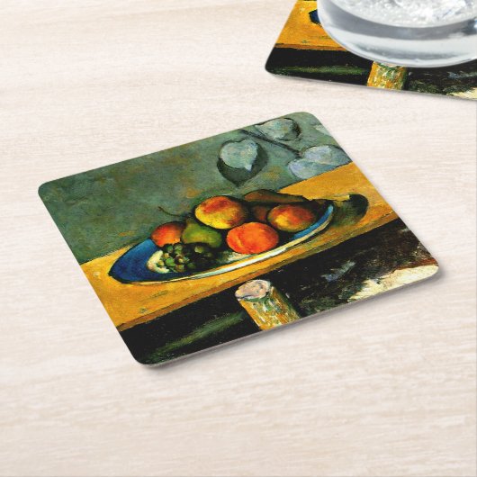 Cezanne - Pfirsiche, Birnen und Trauben Rechteckiger Pappuntersetzer (angewinkelt)