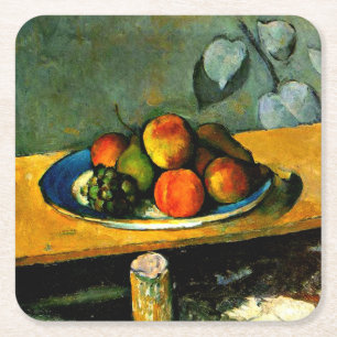 Cezanne - Pfirsiche, Birnen und Trauben Rechteckiger Pappuntersetzer