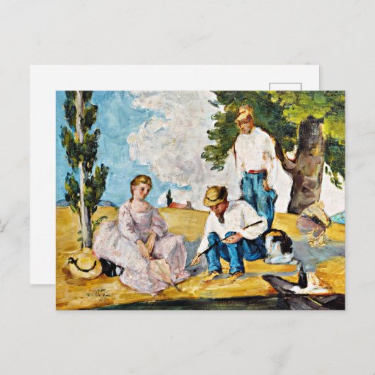 Cezanne - Picnic am Ufer Postkarte (Vorne/Hinten)