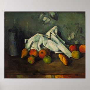 Cézanne - Schachtel für Milch und Apfel Poster