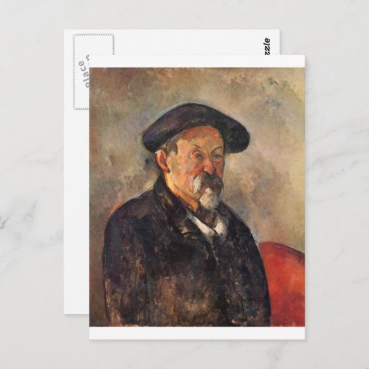 Cezanne - Selbstportrait mit Barett Postkarte (Vorne/Hinten)