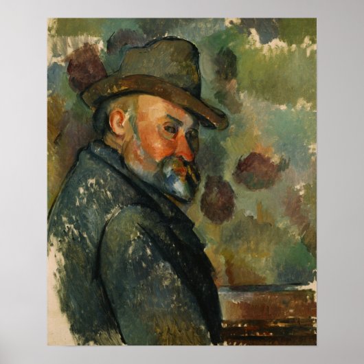 Cézanne - Selbstportrait mit einem Hut Poster (Vorne)