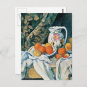 Cezanne Still Life Vorhang, Flower Pitcher, Frucht Postkarte (Vorne/Hinten)