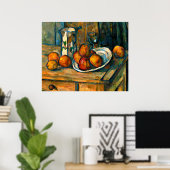 Cezanne - Stilleben mit Milchkännchen und Obst Poster (Heimbüro)