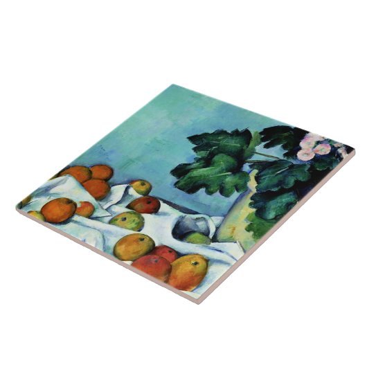 Cezanne - Stillleben mit Äpfeln und Primrosen Fliese (Seite)
