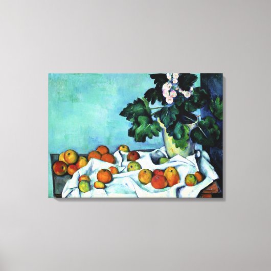 Cezanne - Stillleben mit Äpfeln und Primrosen Leinwanddruck (Vorderseite)