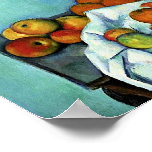Cezanne - Stillleben mit Äpfeln und Primrosen Poster (Ecke)