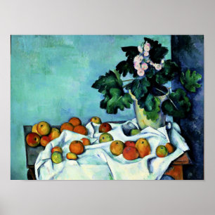 Cezanne - Stillleben mit Äpfeln und Primrosen Poster