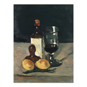 Cezanne - Stillleben mit Flasche, Glas, Zitronen Fotodruck