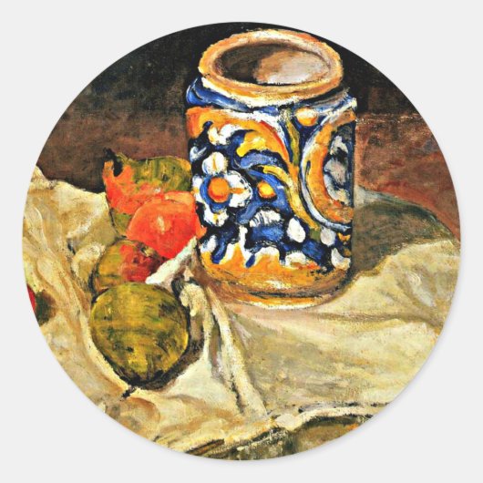 Cezanne - Stillleben mit italienischem Erdgeschirr Runder Aufkleber (Vorderseite)
