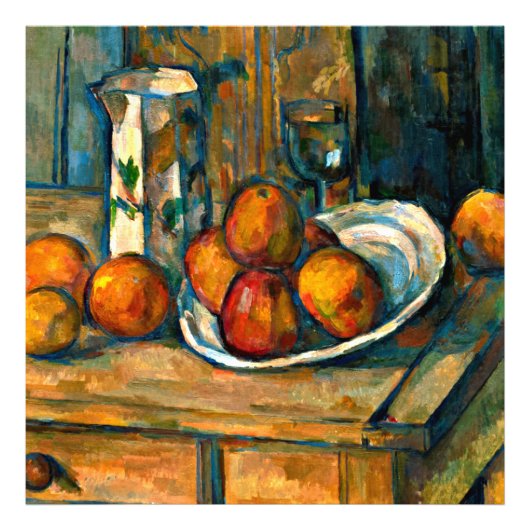 Cezanne - Stillleben mit Milchsaft und Obst Fotodruck (Vorne)