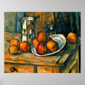 Cezanne - Stillleben mit Milchsaft und Obst Poster (Vorne)