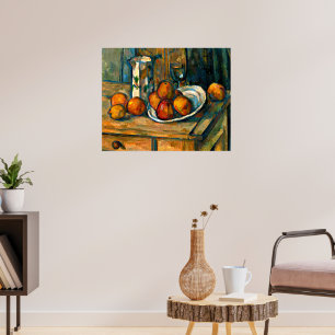 Cezanne - Stillleben mit Milchsaft und Obst Poster