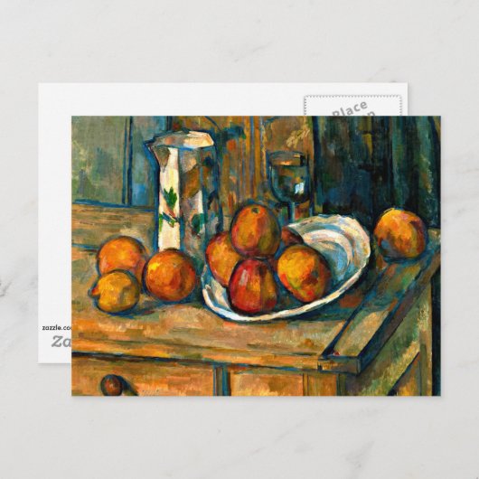 Cezanne - Stillleben mit Milchsaft und Obst Postkarte (Vorne/Hinten)