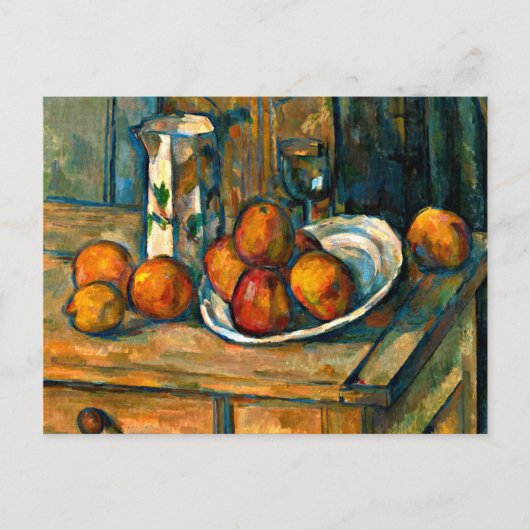Cezanne - Stillleben mit Milchsaft und Obst Postkarte (Vorderseite)