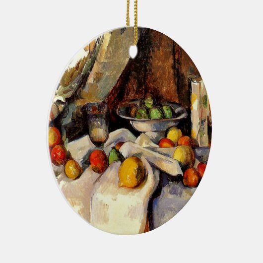 Cezanne - Stillleben, Post, Flasche, Cup und Obst Keramikornament (Rechts)
