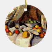 Cezanne - Stillleben, Post, Flasche, Cup und Obst Keramikornament (Vorne)