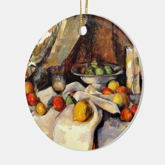 Cezanne - Stillleben, Post, Flasche, Cup und Obst Keramikornament (Links)