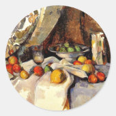 Cezanne - Stillleben Post, Flasche, Cup und Obst Runder Aufkleber (Vorderseite)