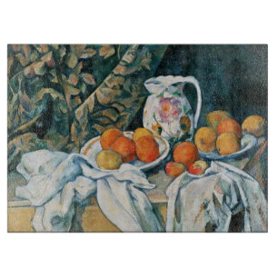 Cezanne Stillleben Vorhang, Blumengeschmückte Kann Schneidebrett